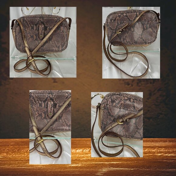 G.I.L.I. Got It Love It Leather Snake gold Crossbody Bag - Picture 2 of 4